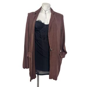 Free People Oversized Linen Jacket Small Goblin Earthy Granola Cottage